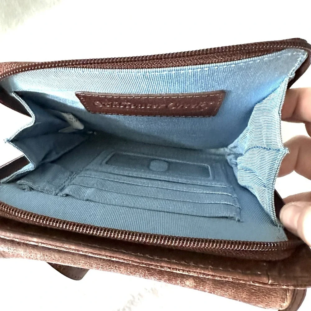 Vintage‎ Coldwater Creek Glazed Mini Leather Organizer Crossbody Brown Pouch Y2K